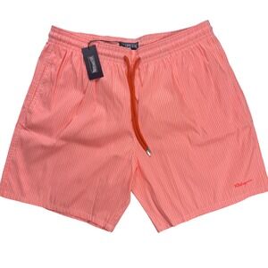 Vilebrequin Moorea Swim Trunks Mens XXXL Orange Fluo Pinstripe Shorts MOI5027H